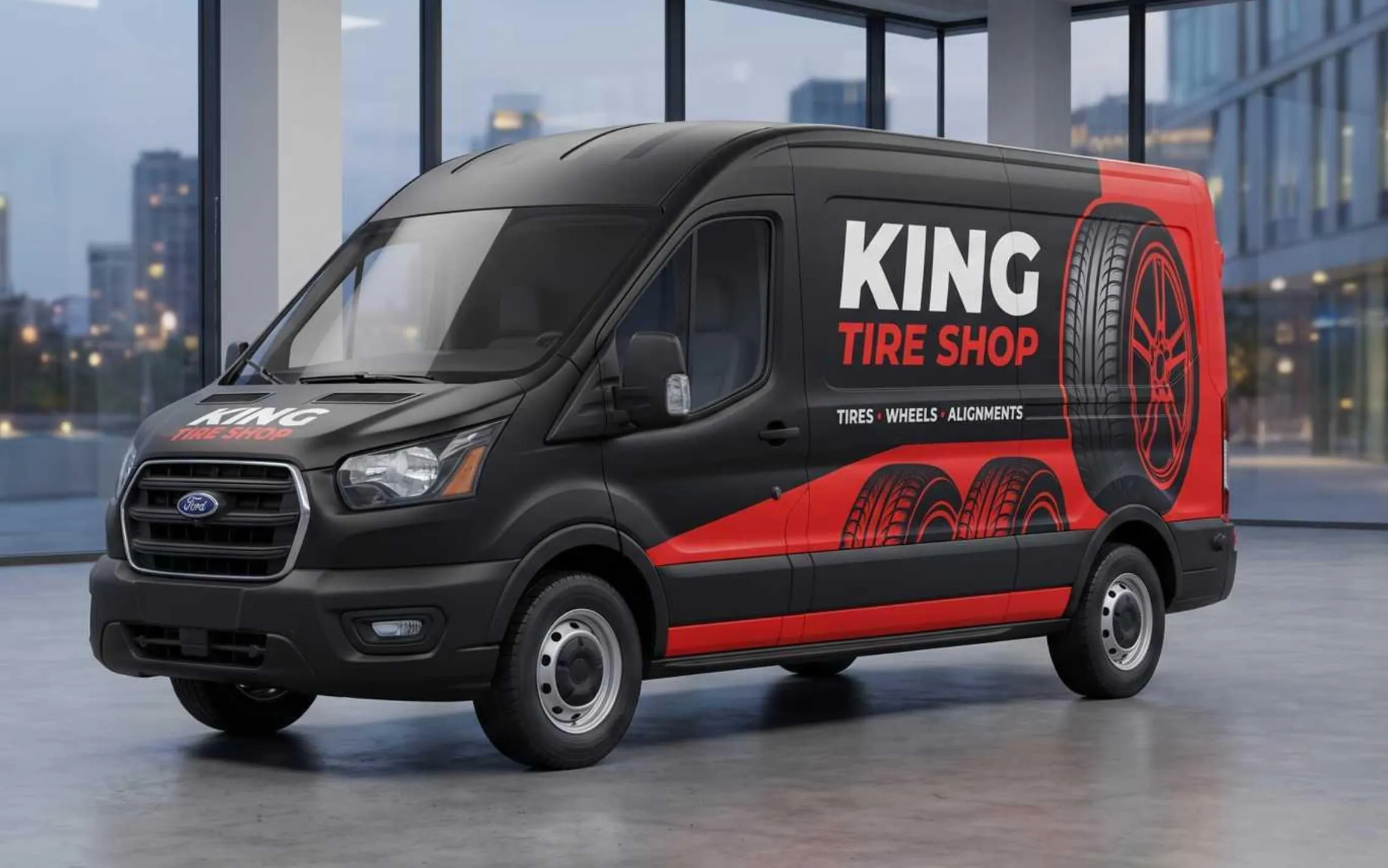 Cargo van wrapped with custom company branding by VansKing Rentals
